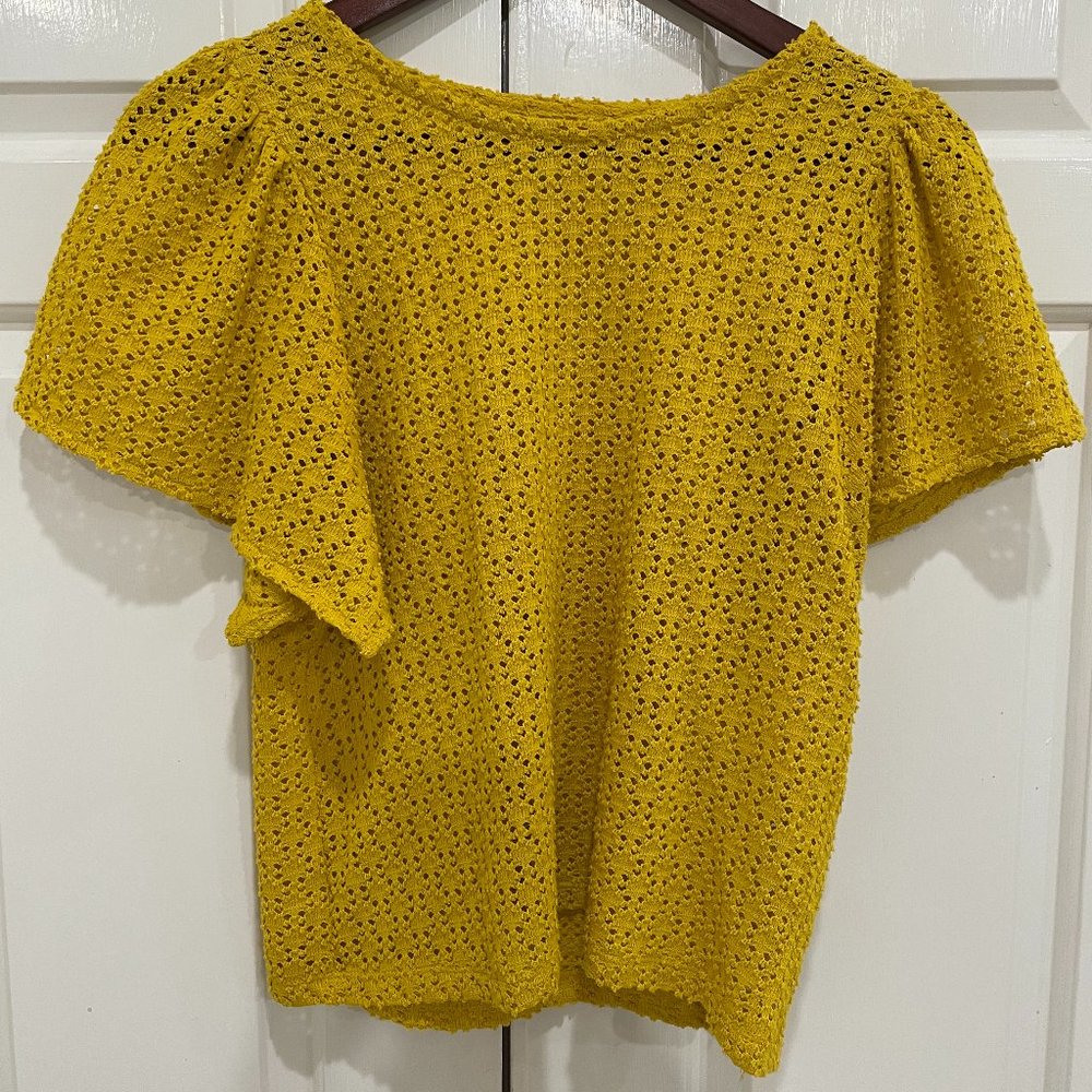 Madewell Yellow Crochet Pattern Top - Picture 2 of 2